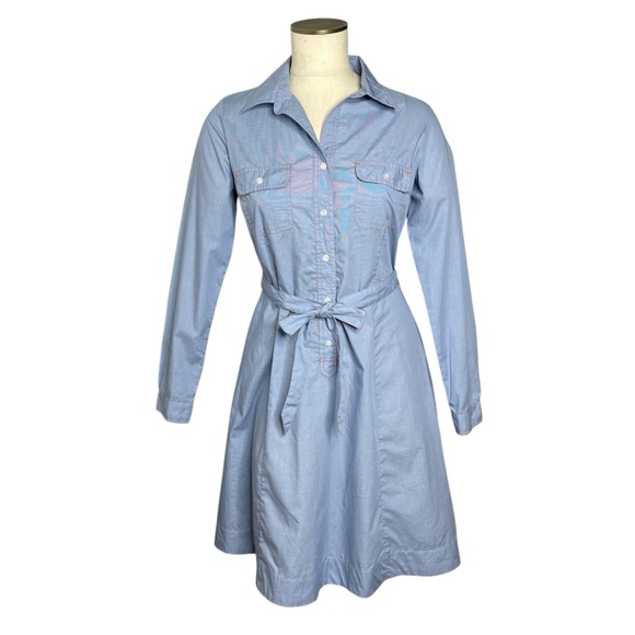 Pendleton Dresses & Skirts - PENDLETON Blue Gingham Shirt Dress Cotton Belted Long Sleeve Western Size 4 NWT